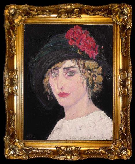 framed  Pier Leone Ghezzi Portrait of a woman, ta009-2